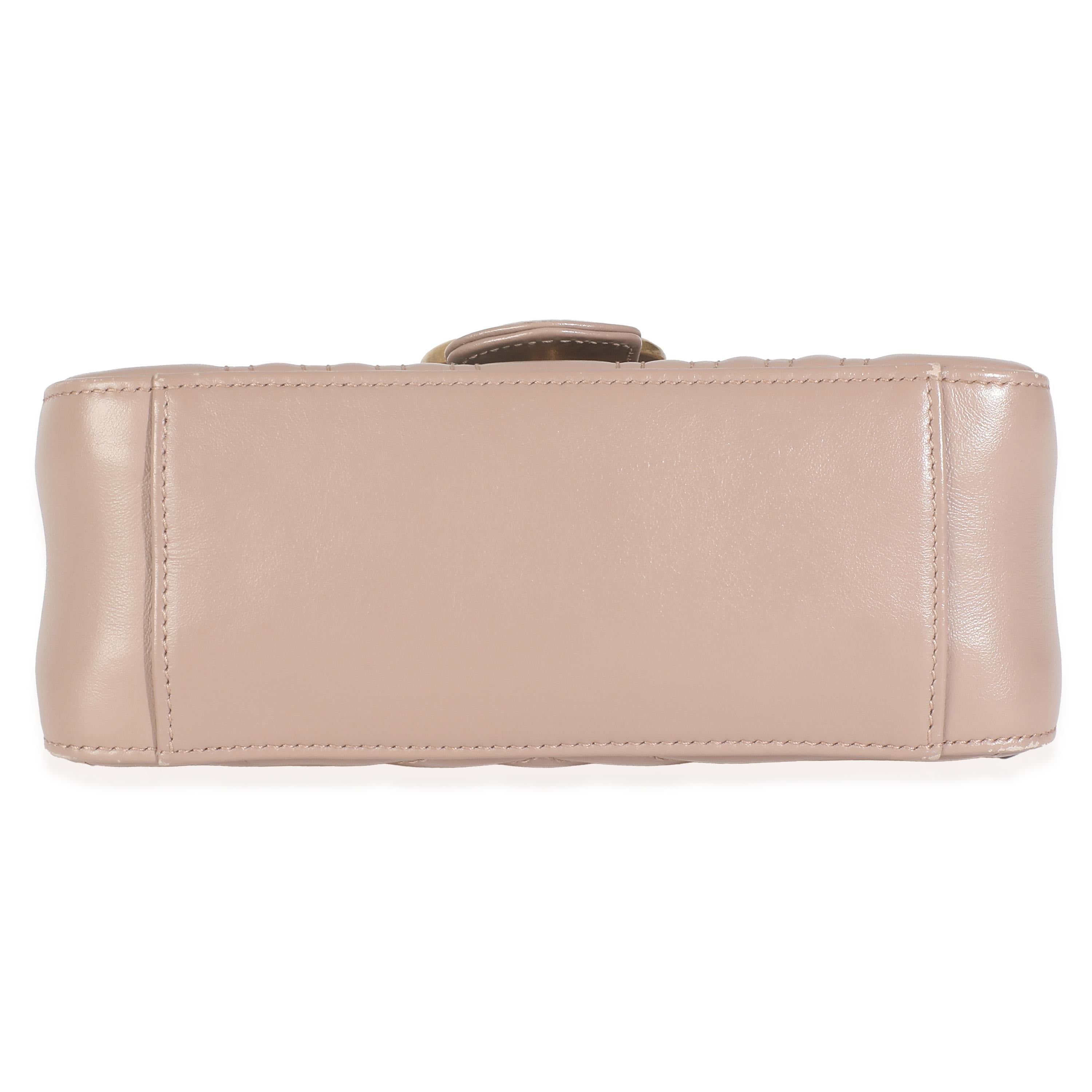 Gucci Dark Beige Chevron Matelasse Kalbsleder Mini GG Marmont Top Handle Bag im Angebot 4
