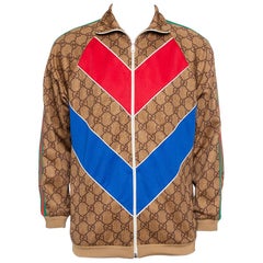 Gucci Dark Beige Guccissima Logo Technical Jersey Jacket XS