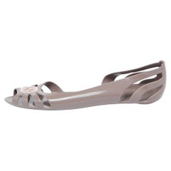 Gucci Dunkel Beige Gummi ineinandergreifende G Logo D'Orsay Ballettschuhe Größe 37