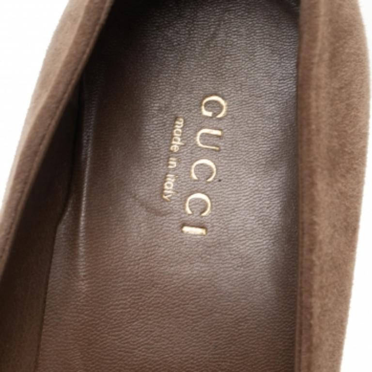 Gucci Dark Beige Suede Mary Jane Platform Pumps Size 38 1