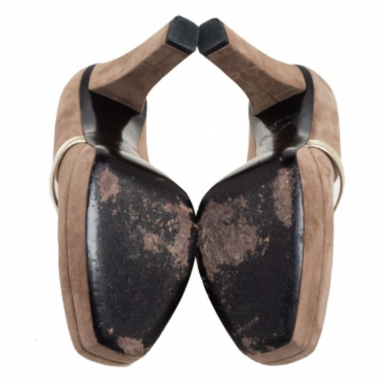 Gucci Dark Beige Suede Mary Jane Platform Pumps Size 38 4