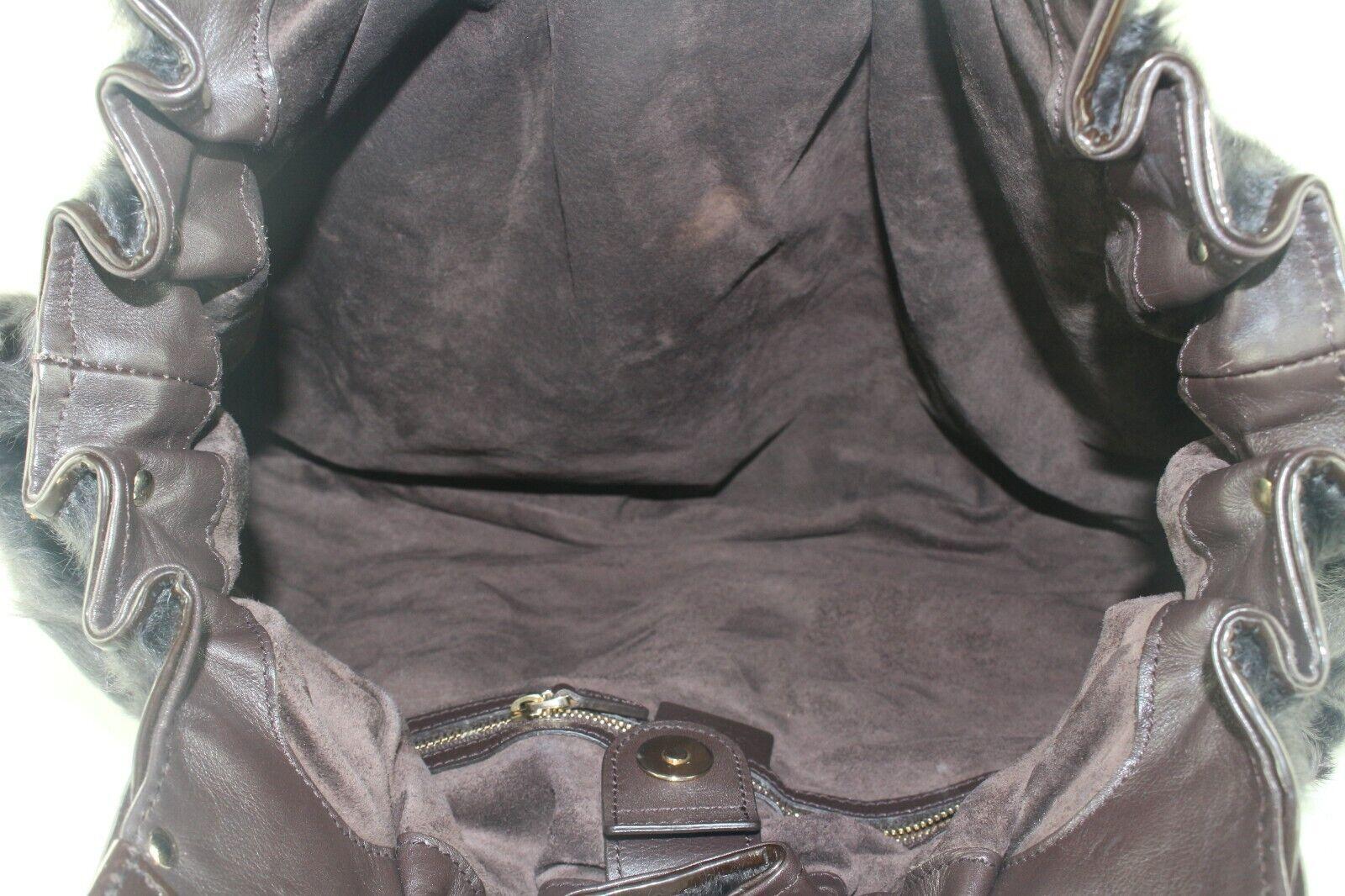 Gucci Dark Black-Brown Astrakhan Hobo Tote Bag 2GK1025K In Excellent Condition For Sale In Dix hills, NY
