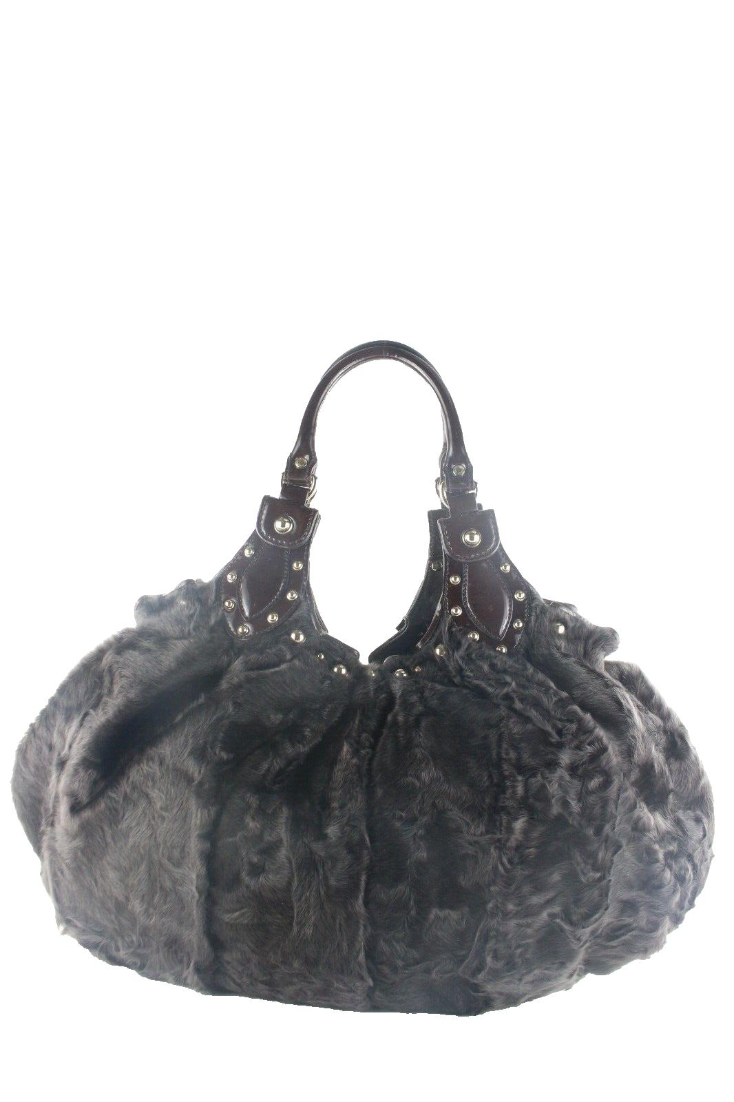Gucci Dark Black-Brown Astrakhan Hobo Tote Bag 2GK1025K For Sale 3