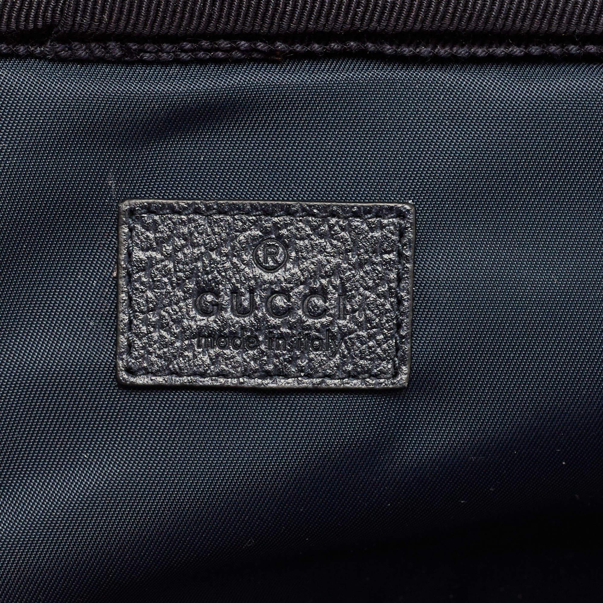 Gucci Dark Blue/Beige GG Supreme Canvas and Leather Small Web Savoy Cabin Trolle 8
