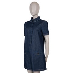 GUCCI dark blue cotton 2024 SHORT SLEEVE DENIM SHIRT Dress 42 M