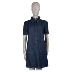 GUCCI dark blue cotton 2024 SHORT SLEEVE DENIM SHIRT Dress 42 M