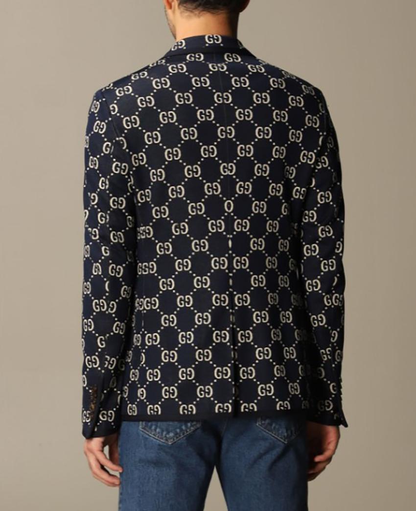 GUCCI ALGODÓN AZUL OSCURO  CHAQUETA SINGULAR SUPREME con IMPRESIÓN GG talla EU 44 Negro en venta