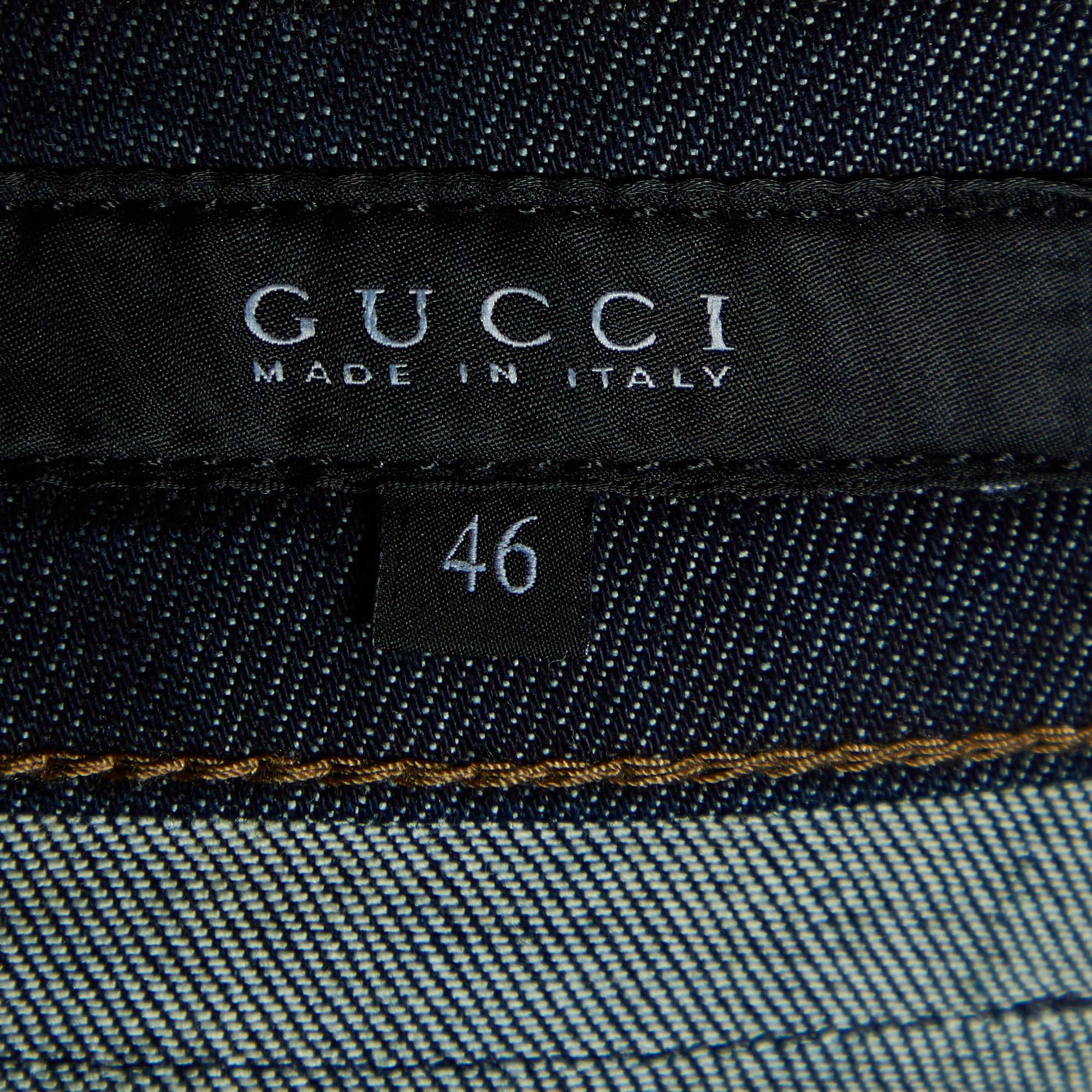 Black Gucci Dark Blue Denim Skinny Flare Jeans L/Waist 34
