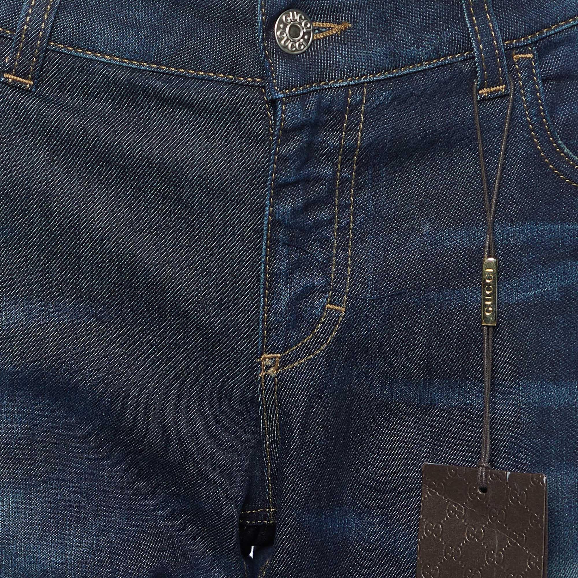 Women's Gucci Dark Blue Denim Skinny Flare Jeans L/Waist 34