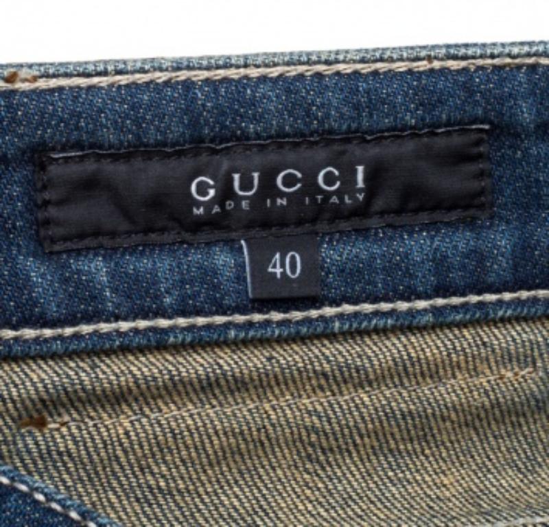 Women's Gucci Dark Blue Denim Tapered Jeans S For Sale