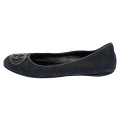 Gucci Dark Blue GG Canvas Interlocking GG Ballet Flats Size 36