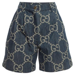 Gucci Jumbo GG Short plissé en denim bleu foncé S