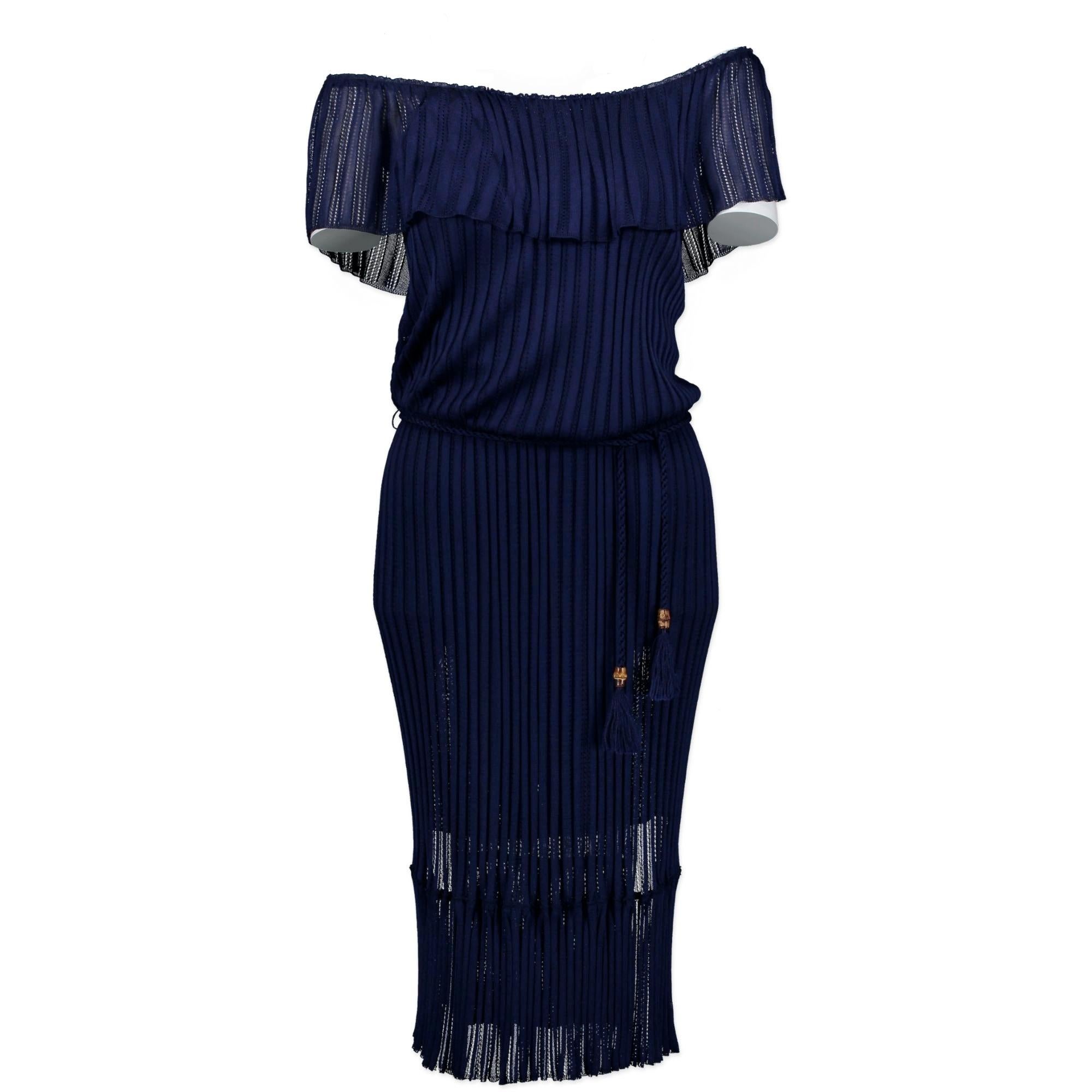 Black Gucci Dark Blue Knit Dress - Size XS