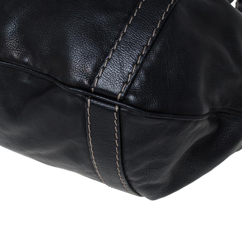 Gucci Dark Blue Leather Crest Embellished Shoulder Bag 6