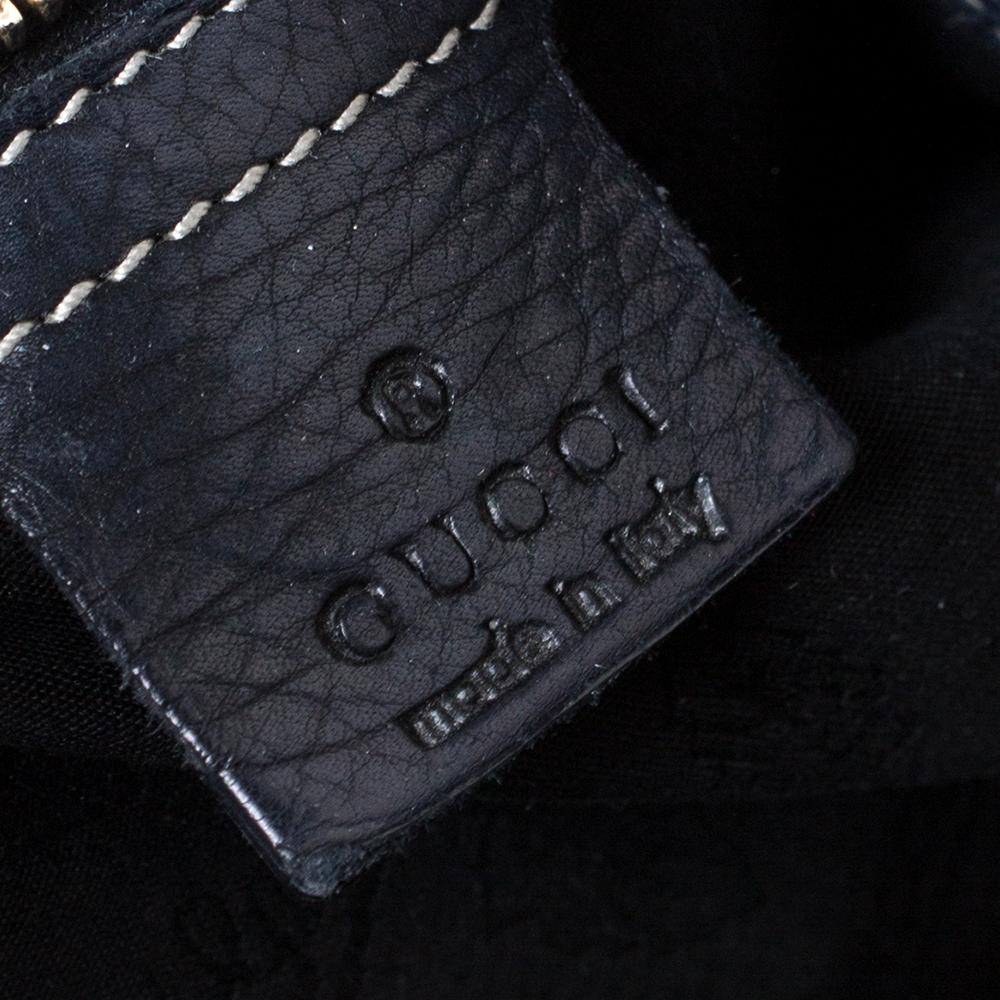Gucci Dark Blue Leather Crest Embellished Shoulder Bag 2