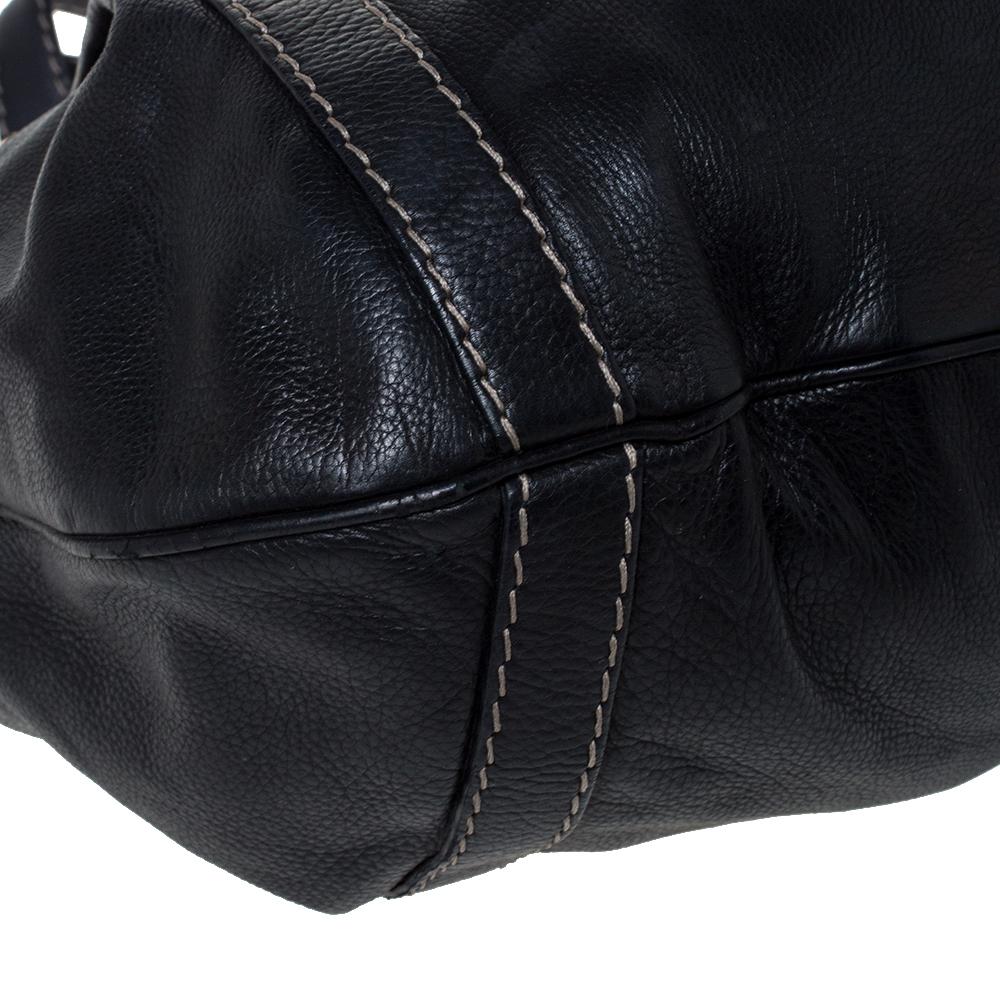 Gucci Dark Blue Leather Crest Embellished Shoulder Bag 4