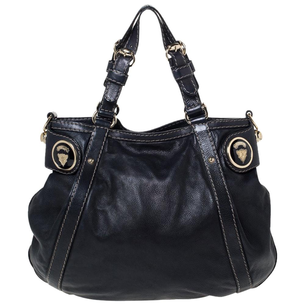 Vintage Gucci Brown Leather Bucket Bag With Signature Web Shoulder ...