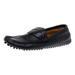 Gucci Dunkelblauer Leder-Slip auf Loafers Größe 42,5