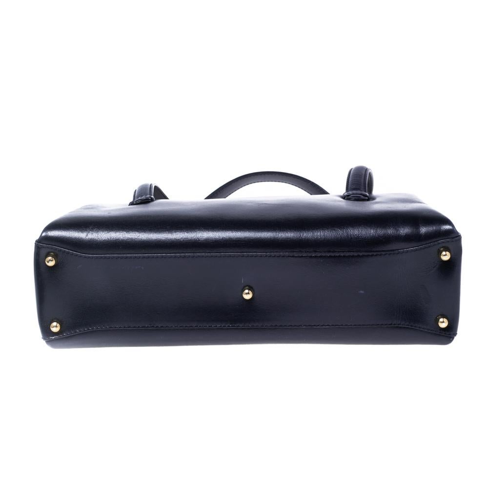 Black Gucci Dark Blue Leather Square G Flap Satchel
