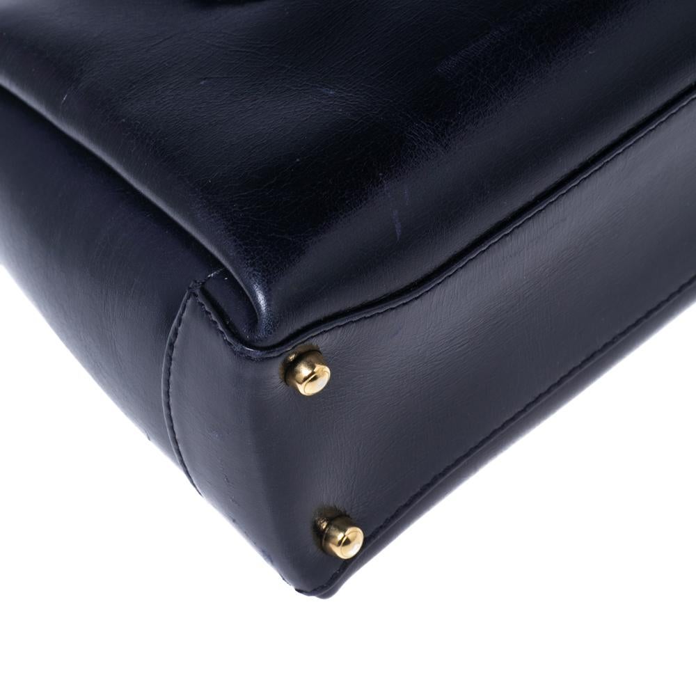 Gucci Dark Blue Leather Square G Flap Satchel 2