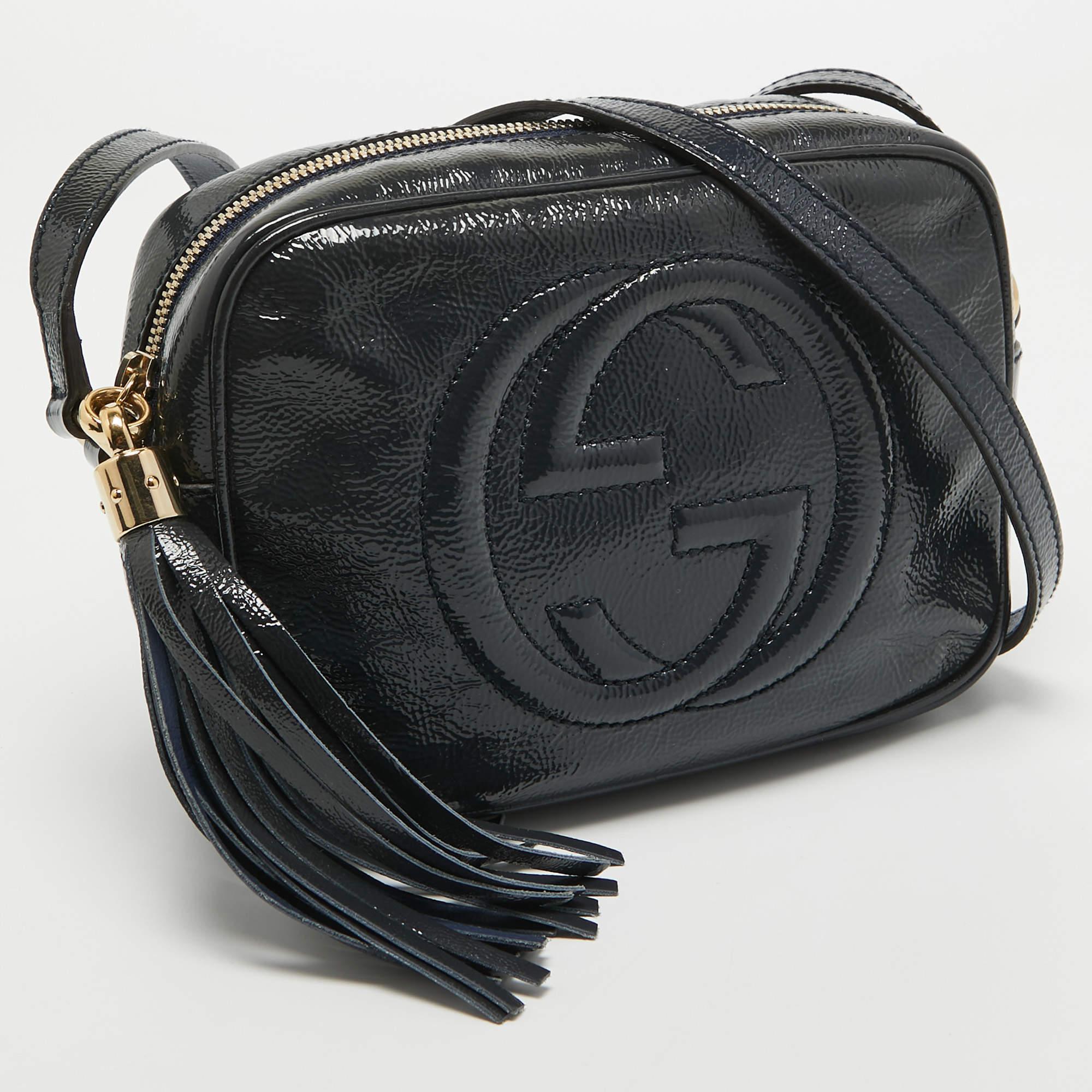 Women's Gucci Dark Blue Patent Leather Small Soho Disco Crossbody Bag