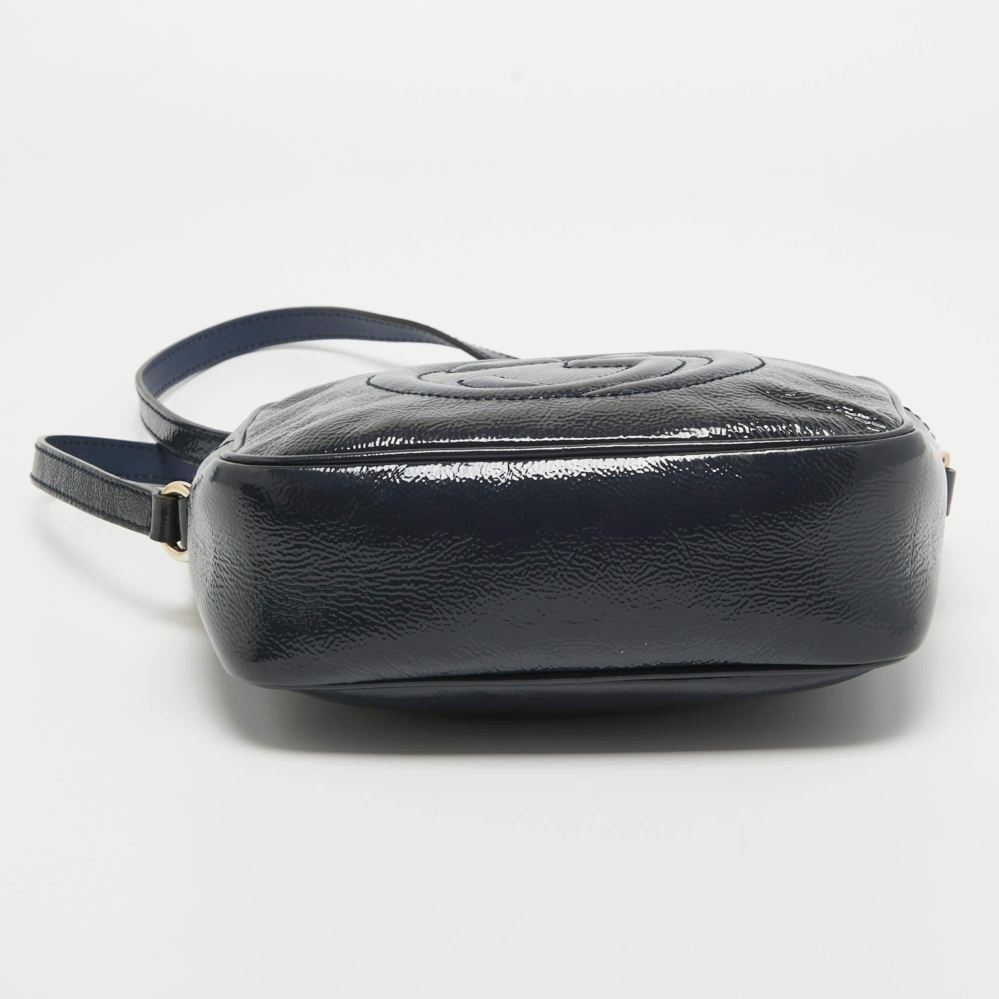 Gucci Dark Blue Patent Leather Small Soho Disco Crossbody Bag 1