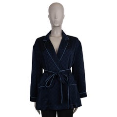 GUCCI dunkelblau Viskose 2024 GG SATIN PAJAMA Hemd 38 XS