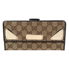 Gucci Dark Brown/Beige GG Canvas and Leather Indy Continental Wallet