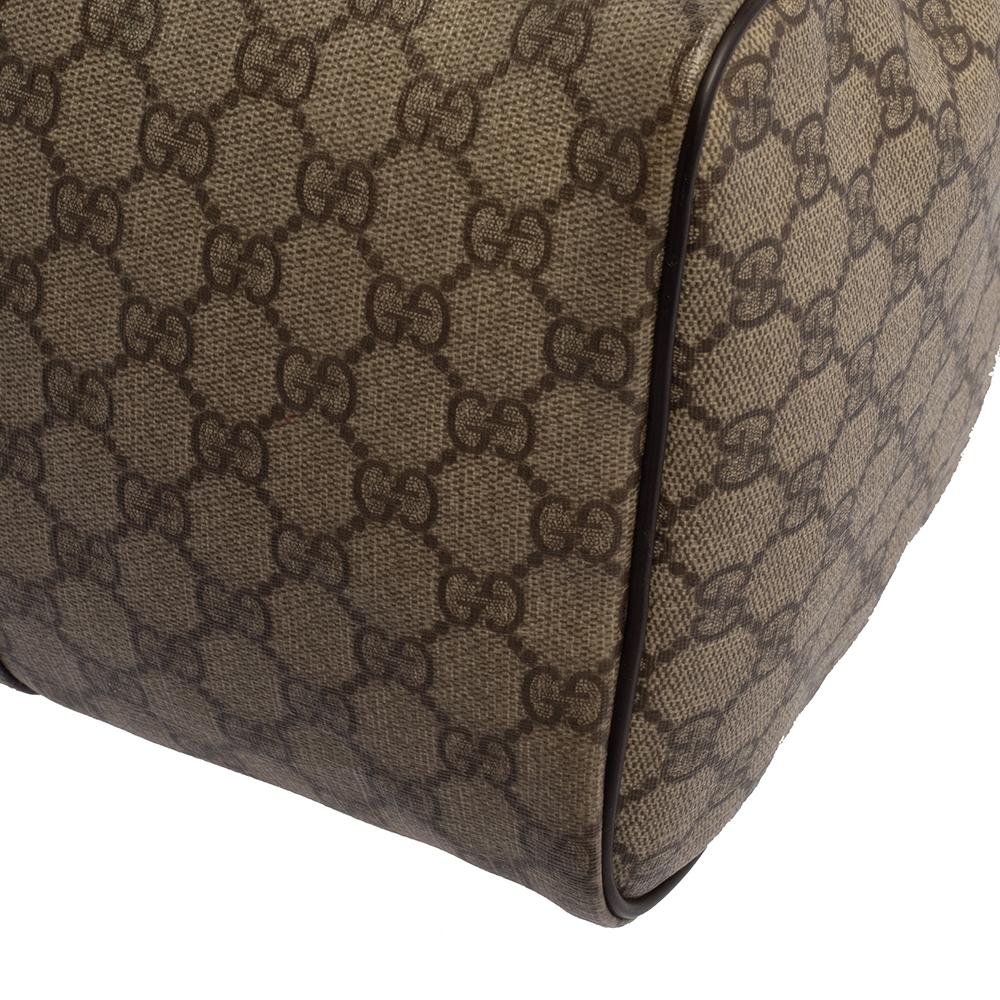 Gucci Dark Brown/Beige GG Canvas and Leather Medium Joy Web Boston Bag In Good Condition In Dubai, Al Qouz 2