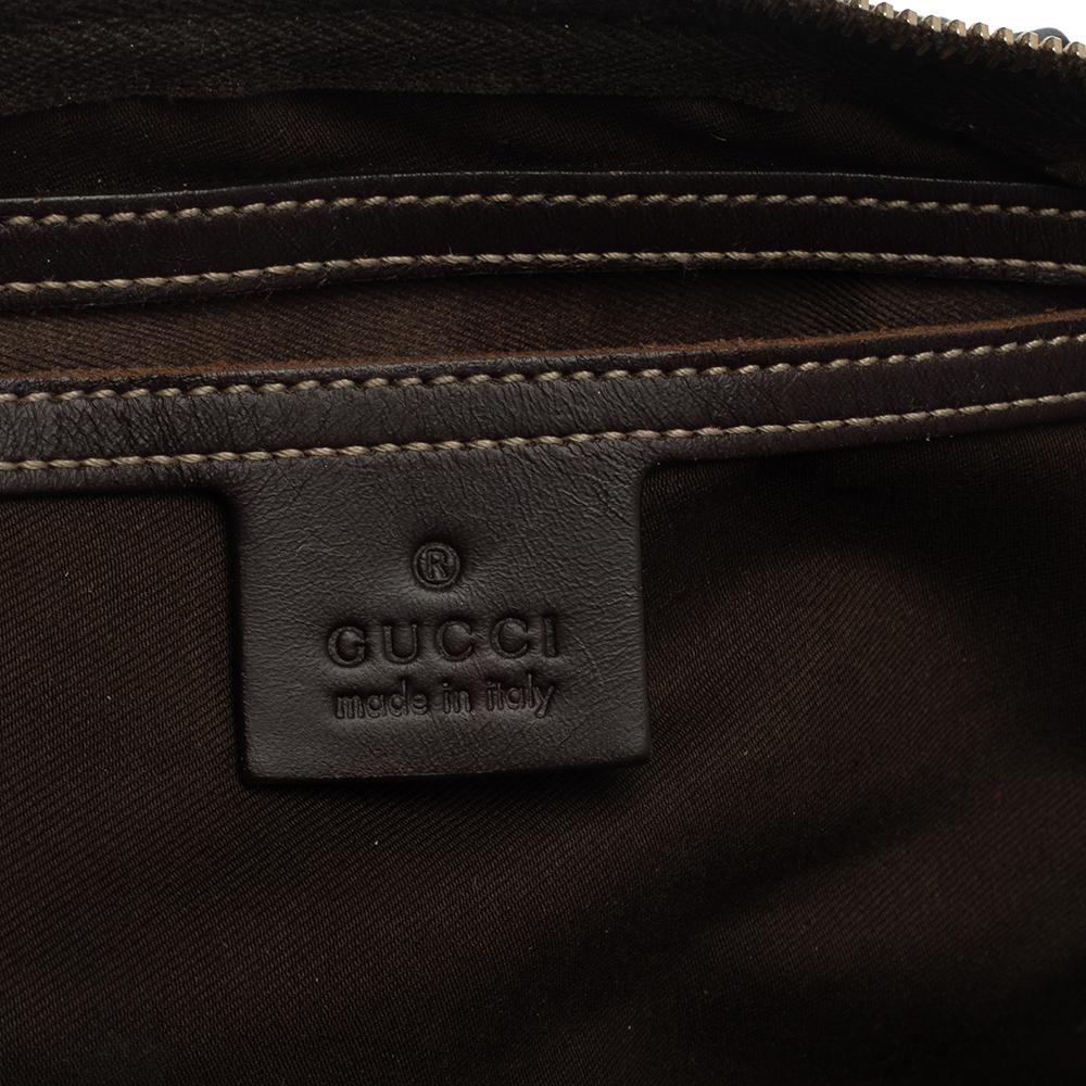 Gucci Dark Brown/Beige GG Canvas and Leather Medium Joy Web Boston Bag 1