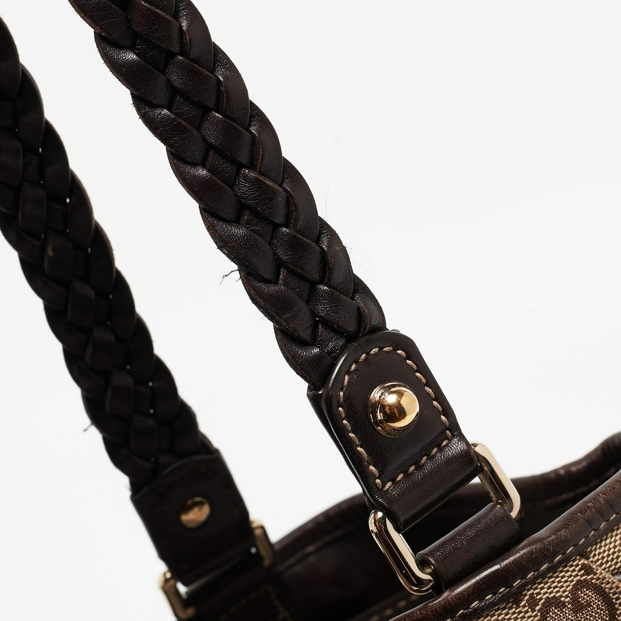 Gucci Dark Brown/Beige GG Canvas and Leather Medium Peggy Shoulder Bag 12
