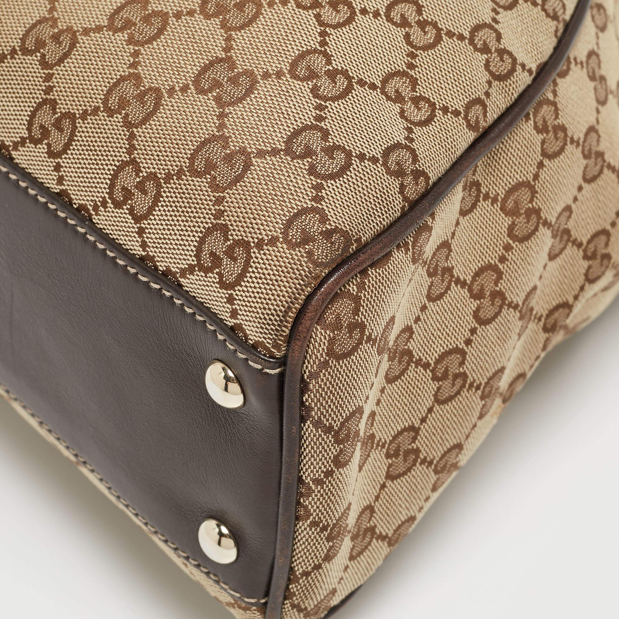 Gucci Dark Brown/Beige GG Canvas and Leather Medium Peggy Shoulder Bag 5