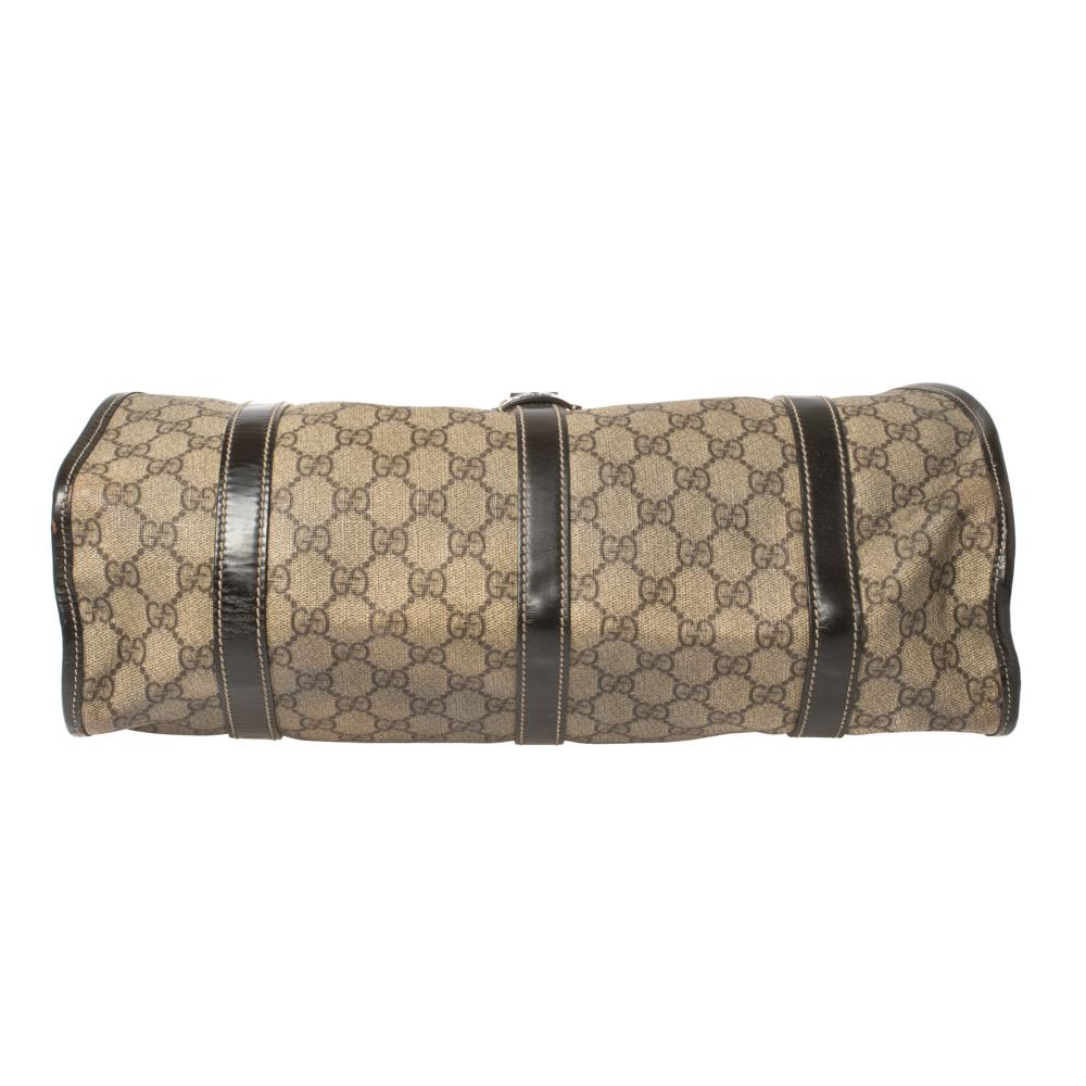 Women's Gucci Dark Brown/Beige GG Supreme Canvas and Leather Medium Joy Shoulder Bag