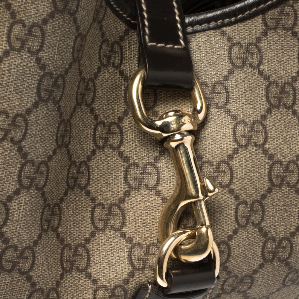 Gucci Dark Brown/Beige GG Supreme Canvas and Leather Medium Joy Shoulder Bag 1