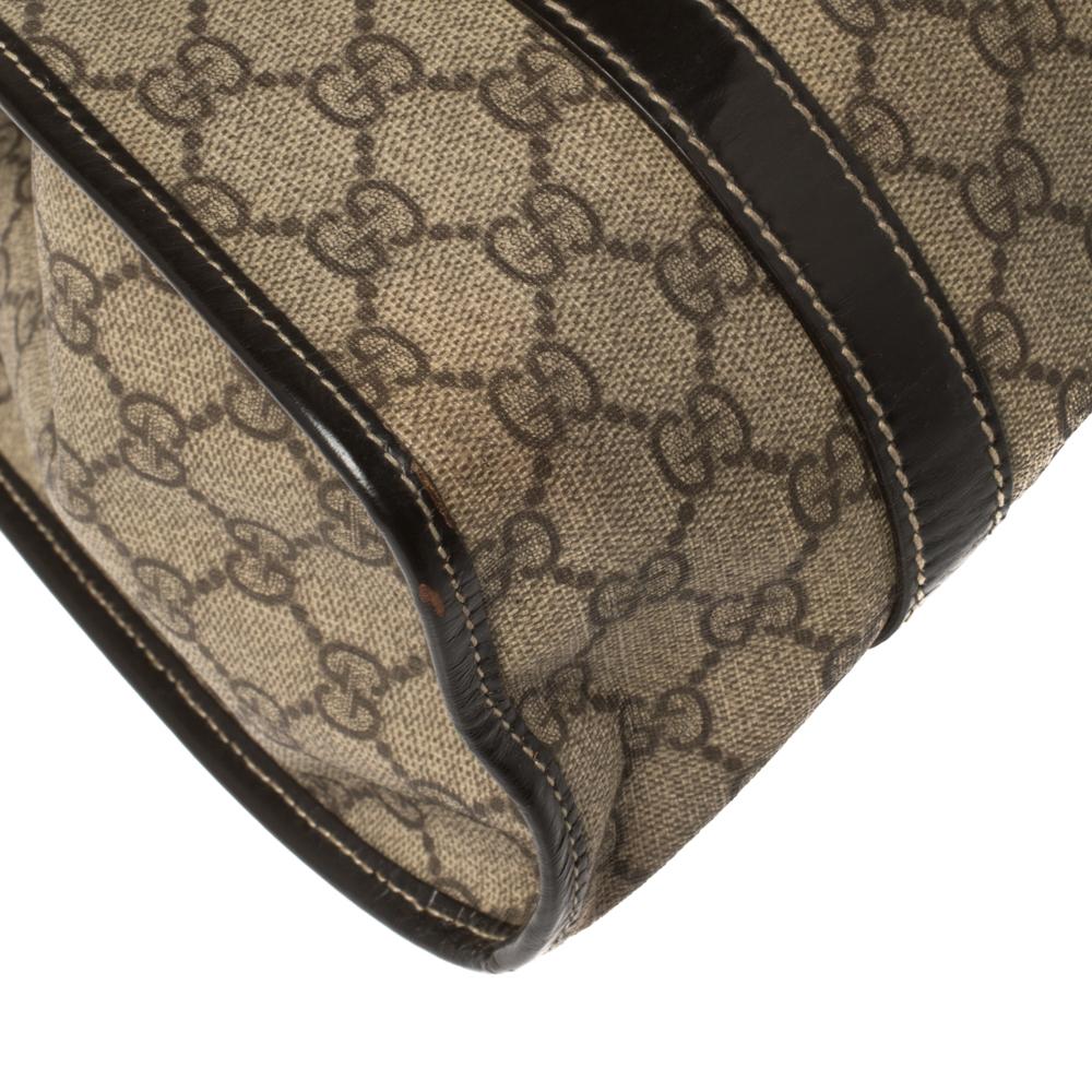 Gucci Dark Brown/Beige GG Supreme Canvas and Leather Medium Joy Shoulder Bag 3