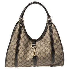 Gucci Dark Brown/Beige GG Supreme Canvas and Leather Medium Joy Shoulder Bag