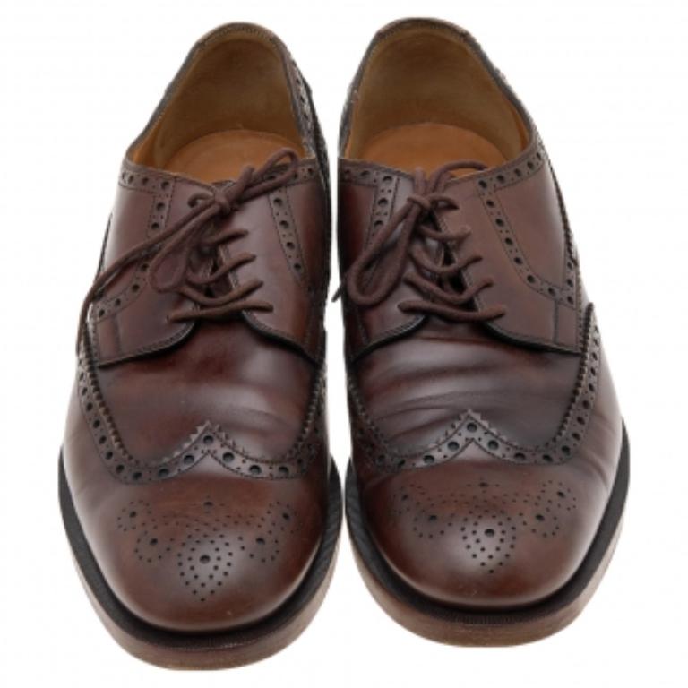 De los hombres Gucci Marrón Oscuro Brogue Cuero Oxfords Talla 42 en venta