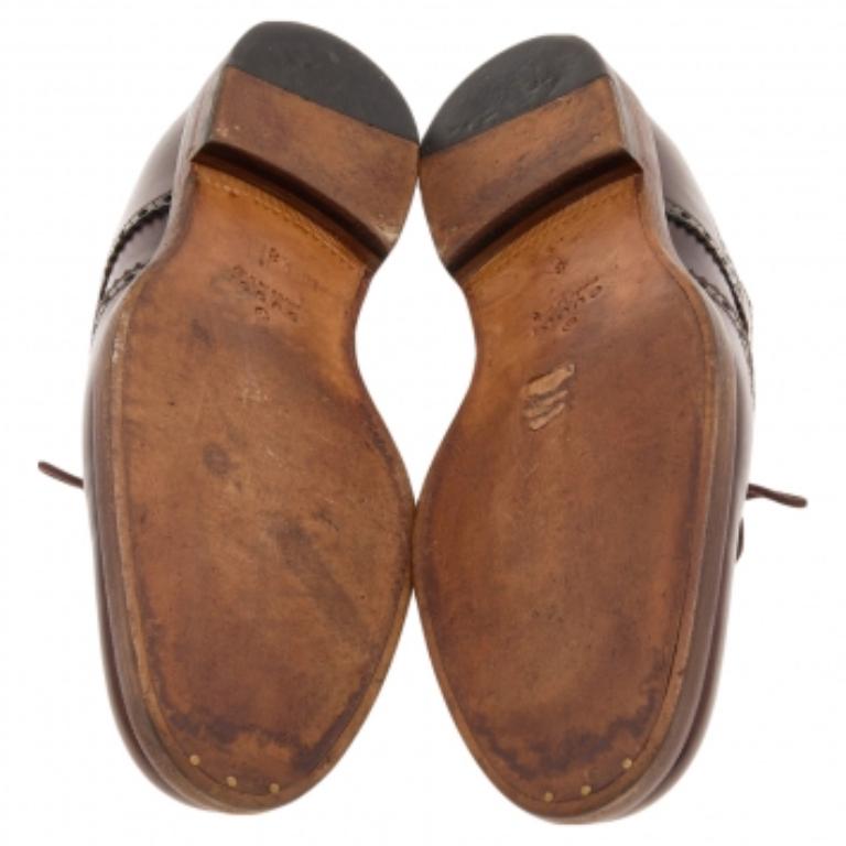 Gucci Marrón Oscuro Brogue Cuero Oxfords Talla 42 en venta 2