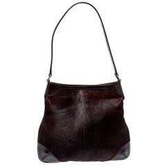 Gucci Dark Brown Calfhair and Leather Hobo