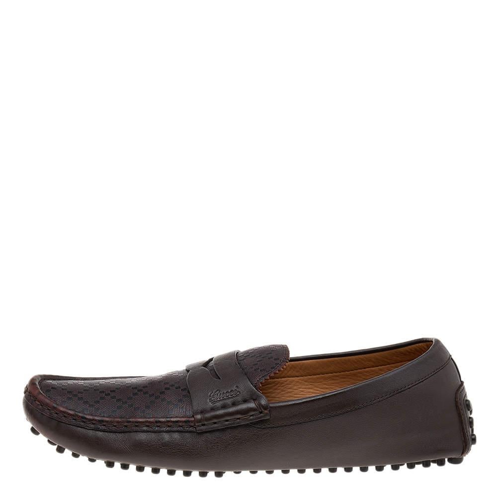 Loafers like these ones from Gucci are worth every penny because they epitomize both comfort and style. These loafers are made from dark-brown Diamante leather on the exterior, with a Penny strap detail decorating their vamps. They showcase a