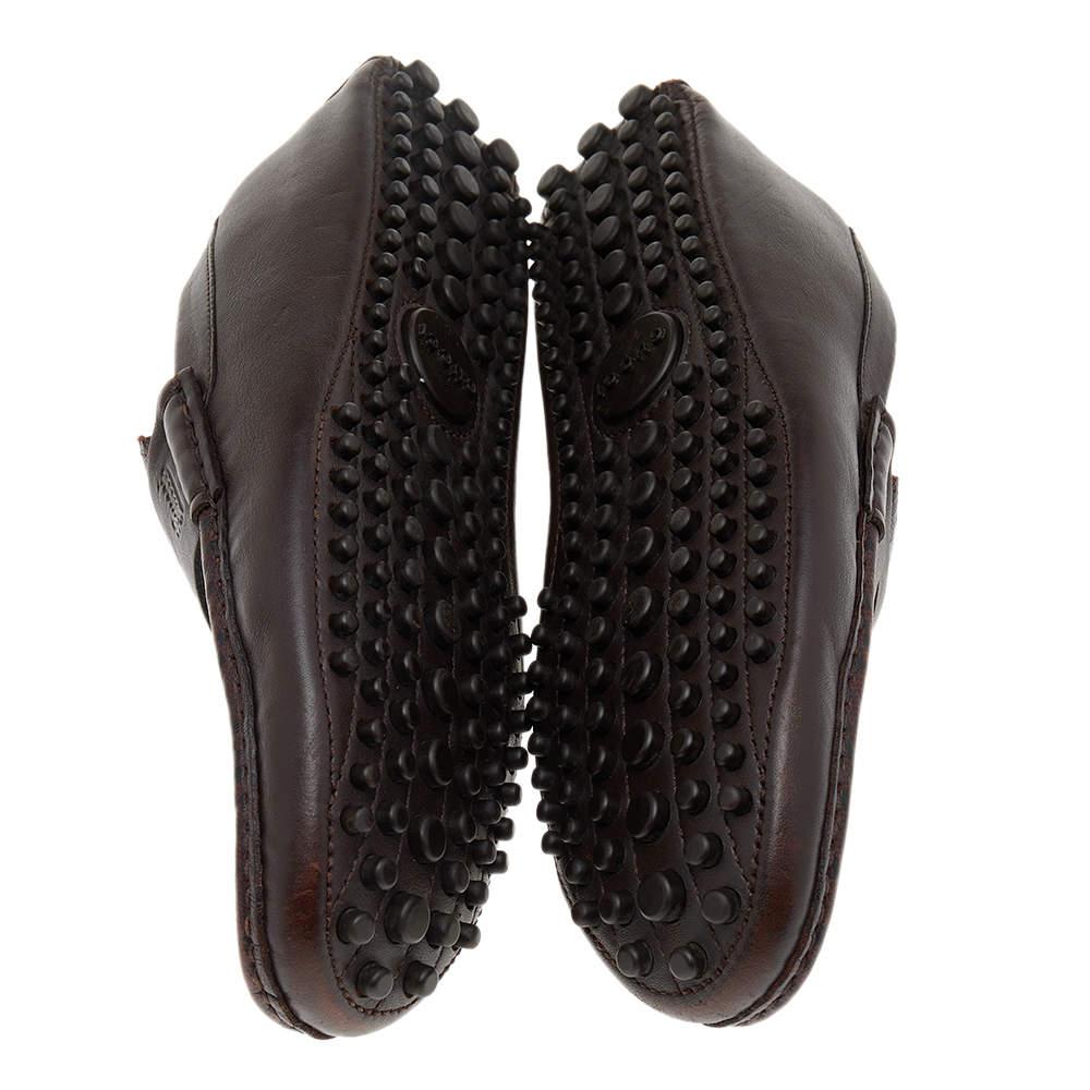Gucci Dark Brown Diamante Leather Penny Slip On Loafers Size 42 For Sale 3
