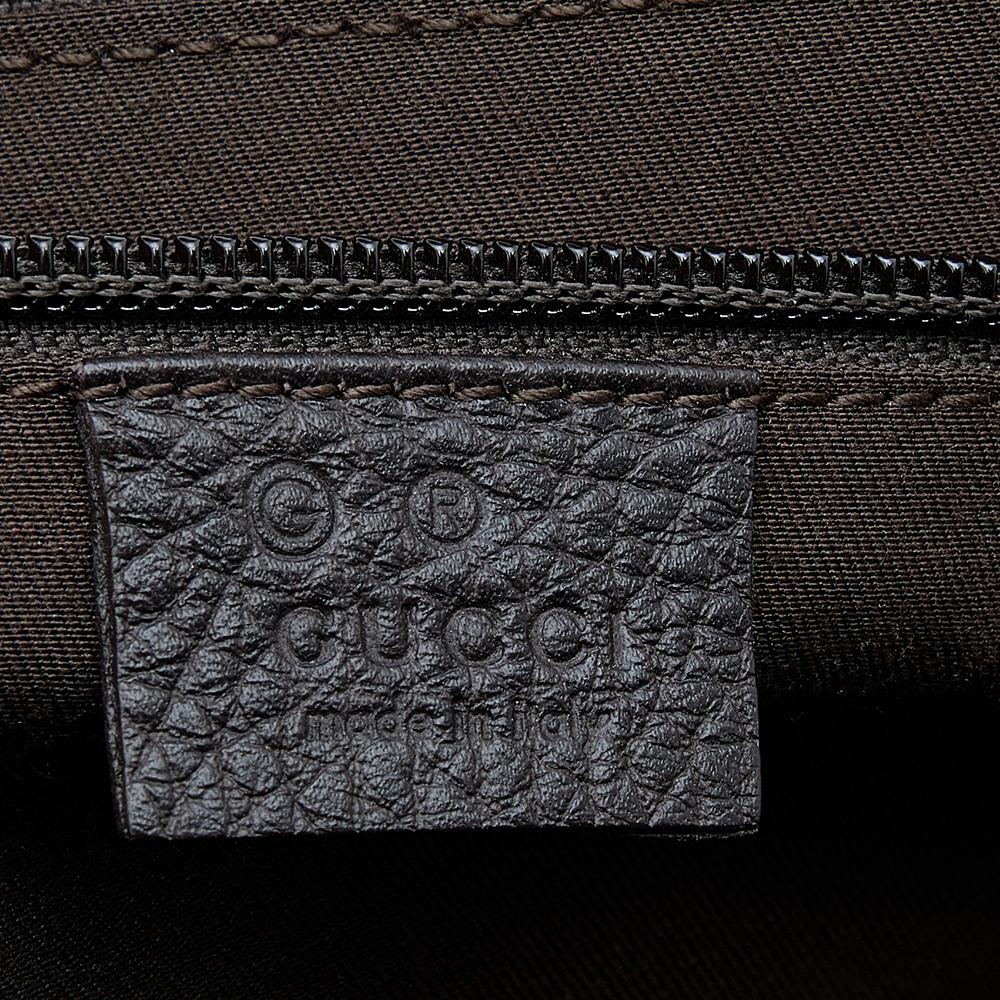 Gucci Dunkelbraune GG Canvas und Leder Business Tote 2