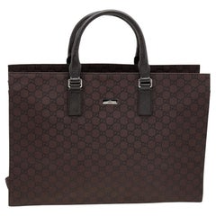 Gucci Dark Brown GG Canvas And Leather Business Tote