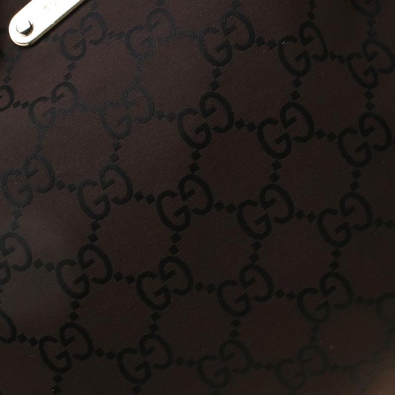 Gucci Dark Brown GG Canvas and Leather Chain Hobo For Sale at 1stDibs