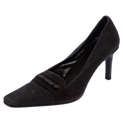 Gucci Dark Brown GG Canvas Square Toe Pumps Size 38