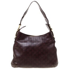 Gucci Dunkelbraun GG Guccissima Leder Horsebit Creole Hobo