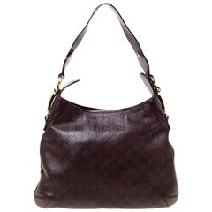 Gucci Dunkelbraun GG Guccissima Leder Horsebit Creole Hobo