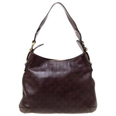 Gucci Dark Brown GG Guccissima Leather Horsebit Creole Hobo