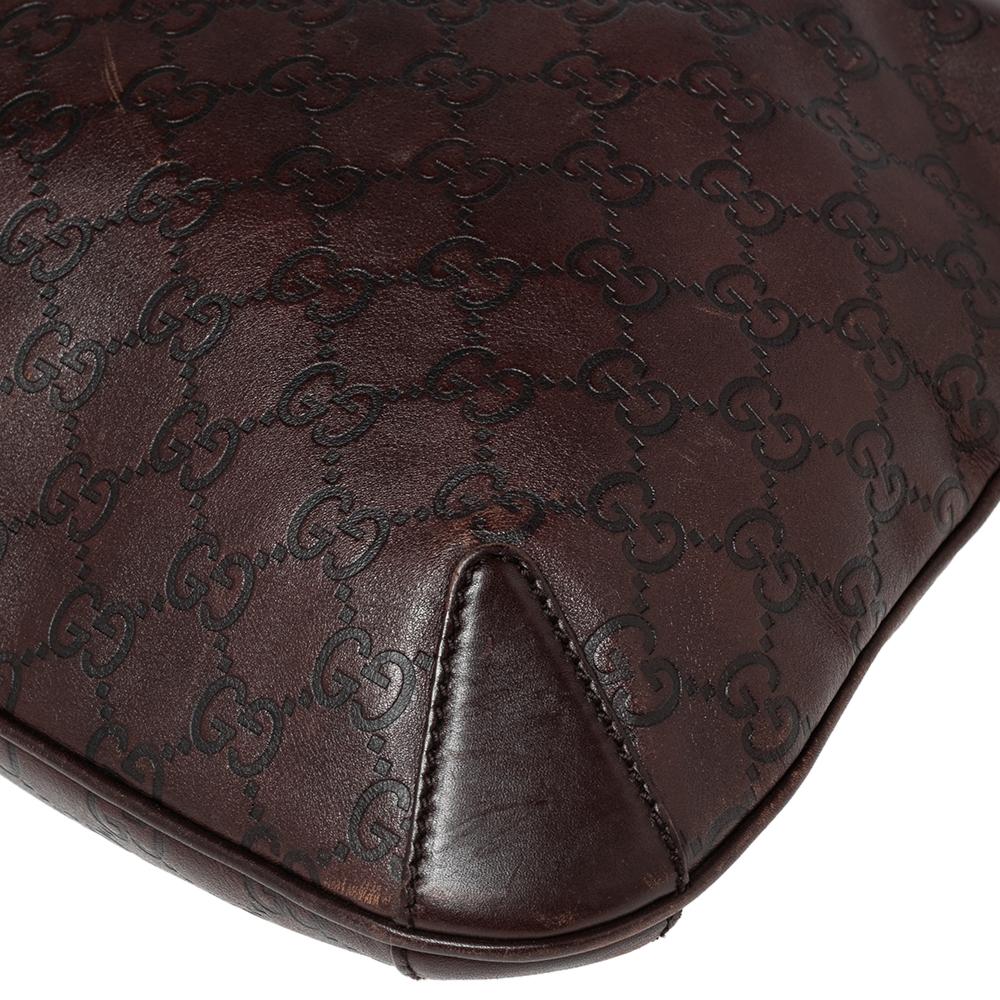 Donna Gucci Hobo in pelle marrone scuro GG Horsebit Creole