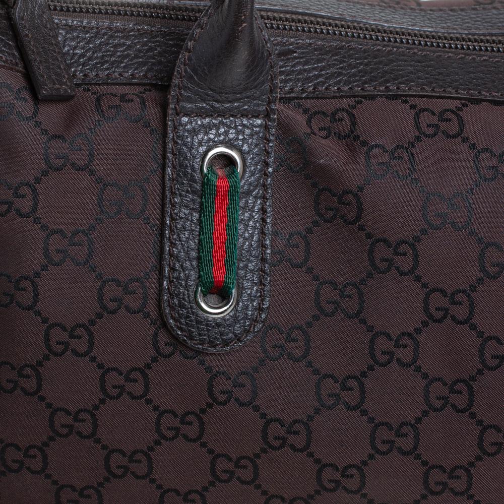 Gucci Dark Brown GG Nylon and Leather Princy Tote 4
